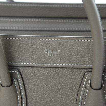 Celine Drummed Calfskin Nano Luggage Souris 6 of 11