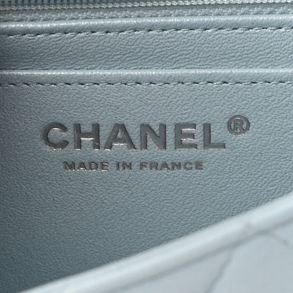 Chanel Perforated Lambskin Quilted Mini Rectangular Flap Light Blue Light Purple White 5 of 10