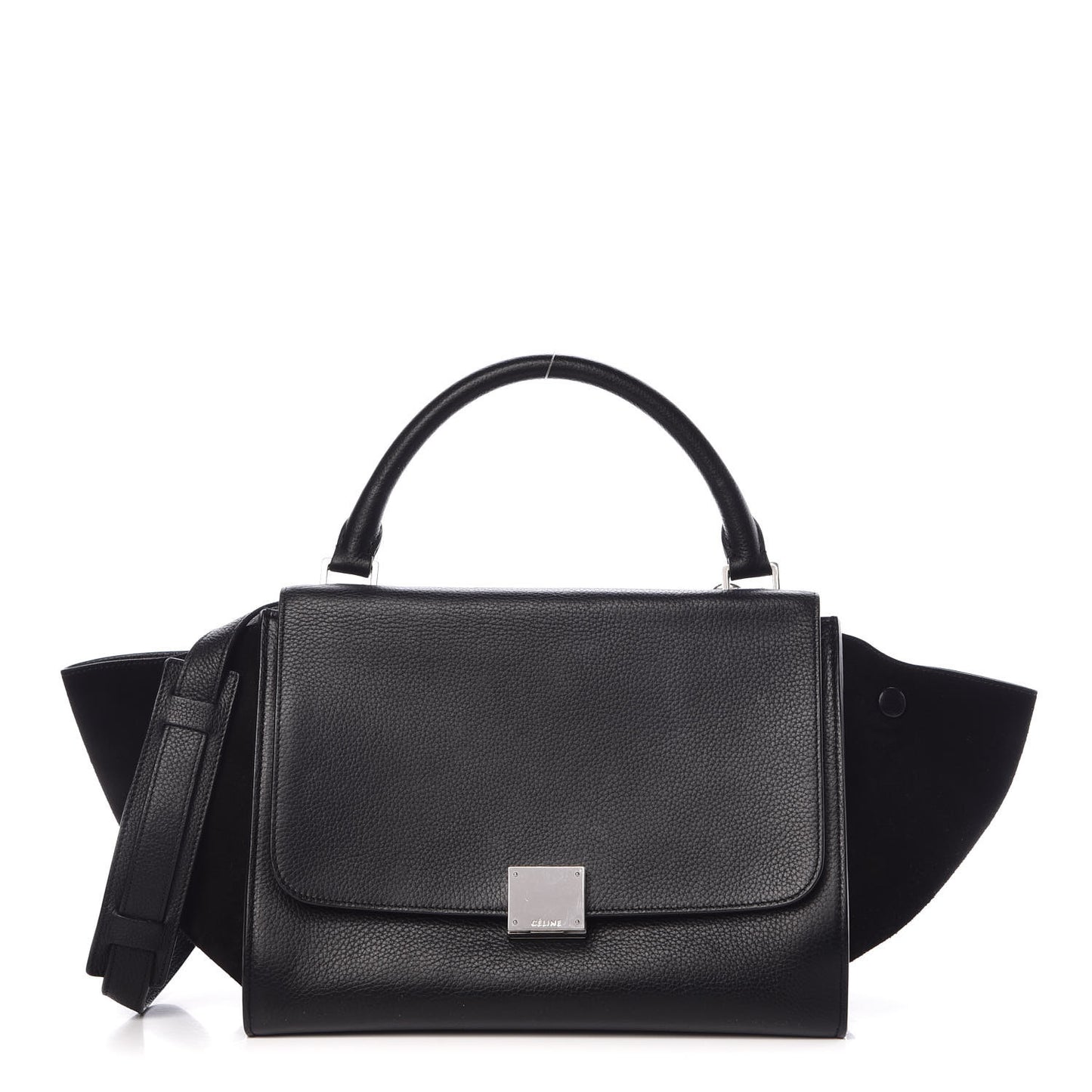 Drummed Calfskin Suede Small Trapeze Black