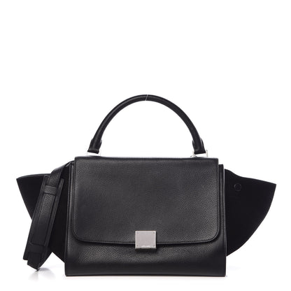 Celine Drummed Calfskin Suede Small Trapeze Black 1 of 16