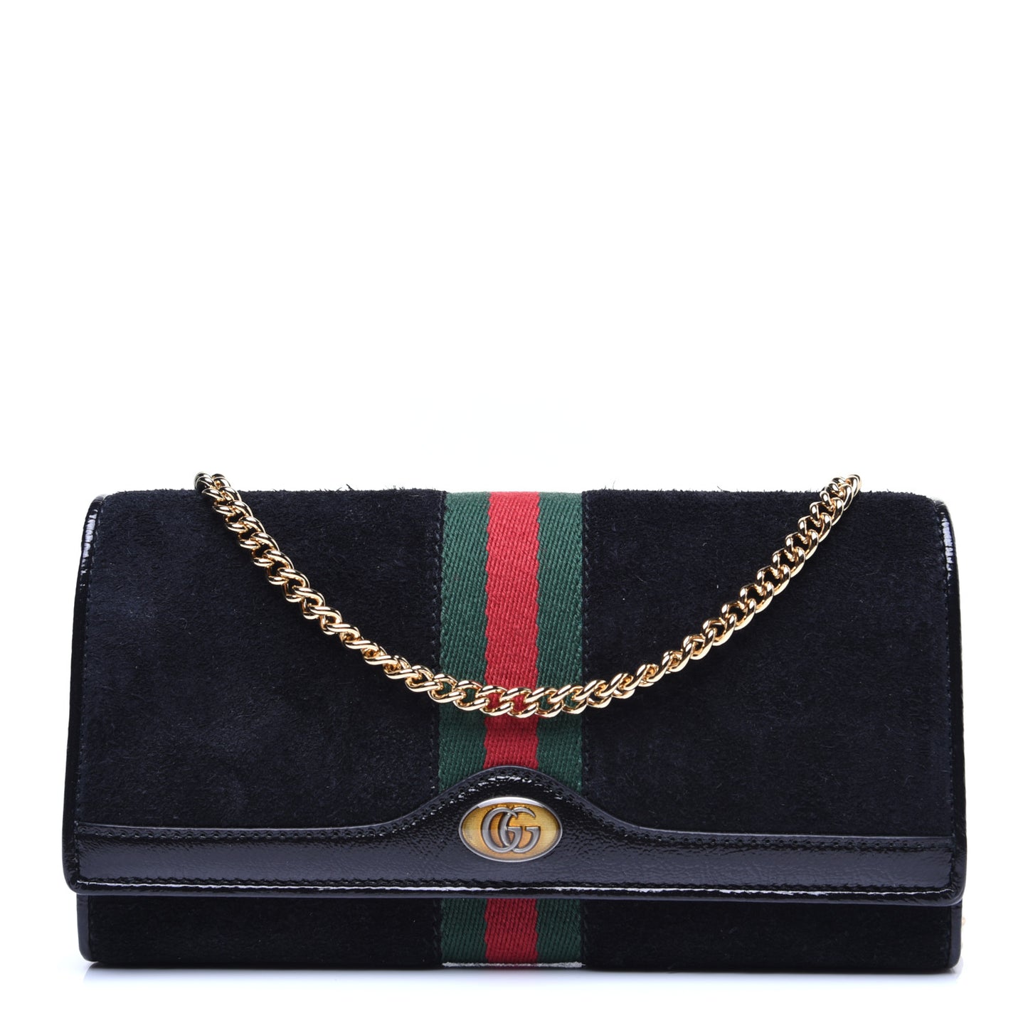 Suede Patent Web Ophidia Wallet On Chain Black