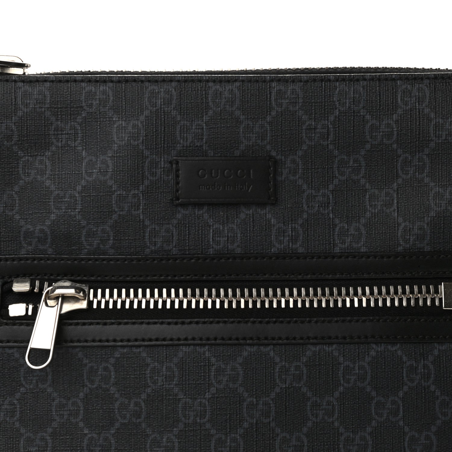 Gucci GG Supreme Monogram Appia Calfskin Web Flat Messenger Bag Black Grey 8 of 12