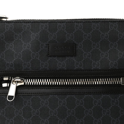 Gucci GG Supreme Monogram Appia Calfskin Web Flat Messenger Bag Black Grey 8 of 12