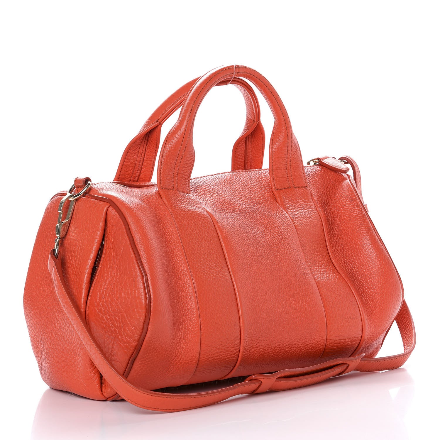 Alexander Wang Pebbled Lambskin Rocco Tangerine Pale Gold Hardware 4 of 11