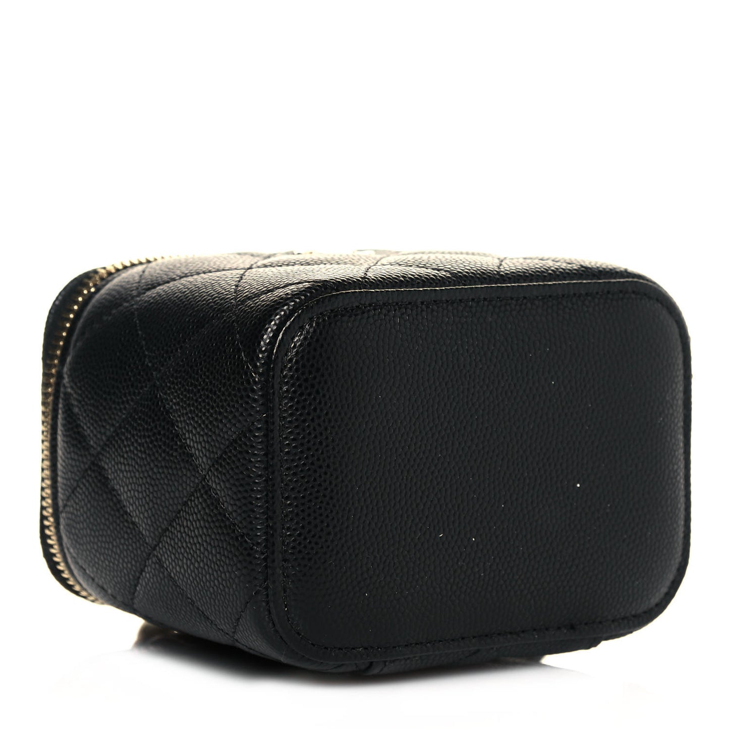Caviar Quilted Mini Vanity Case With Chain Black