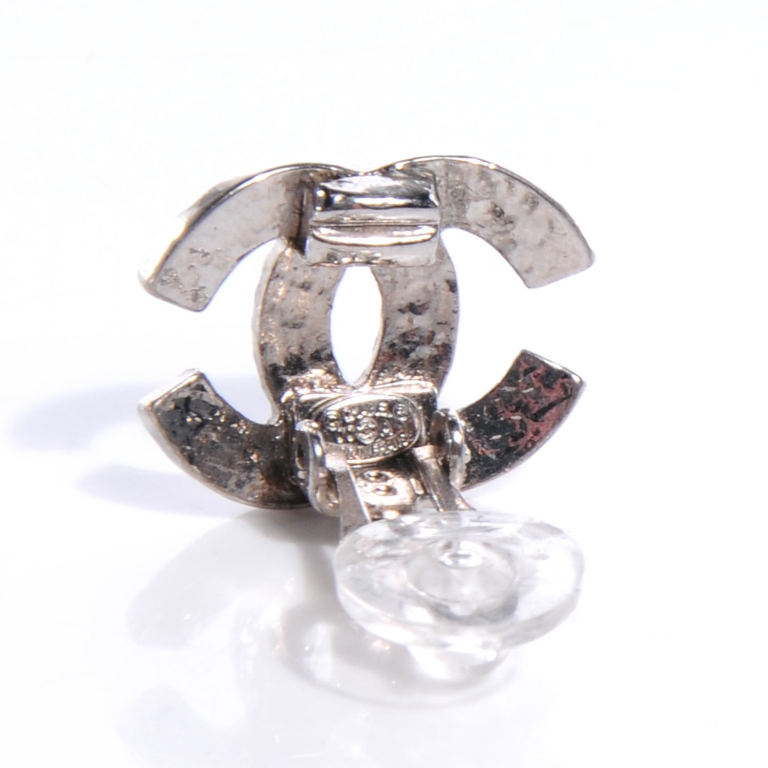 Chanel CC Clip On Earrings Silver 4 of 4