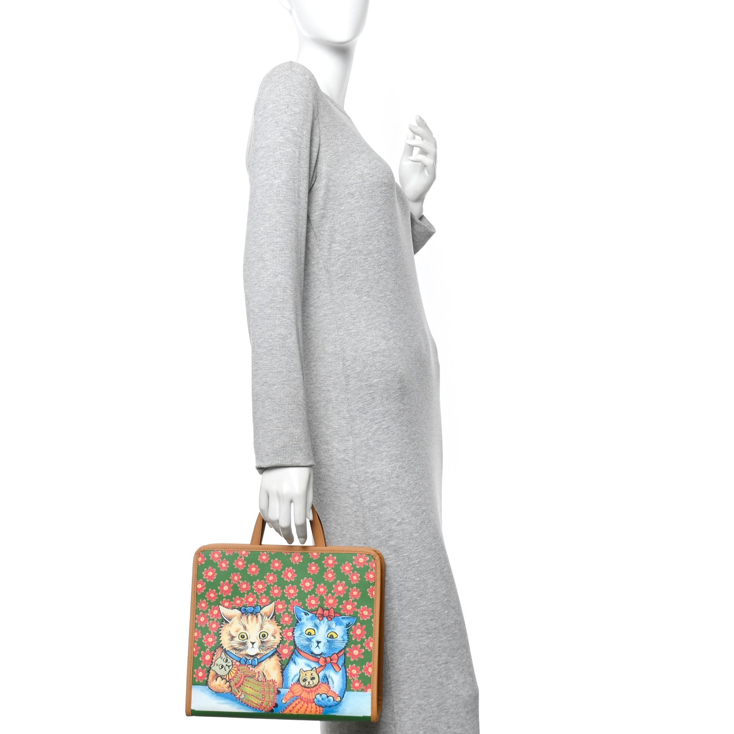 Gucci Canvas Kitten Print Children Tote Green 2 of 10