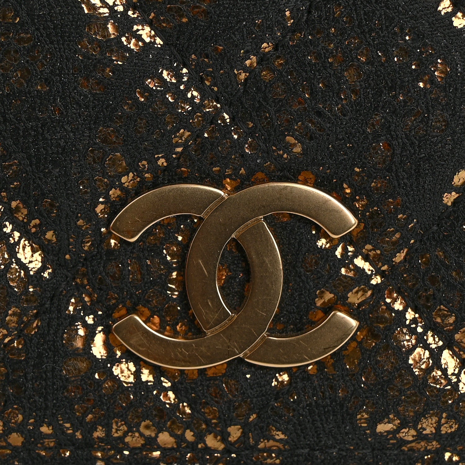 Chanel Metallic Tweed Quilted Clutch Black Gold 8 of 14