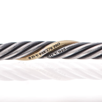 David Yurman Sterling Silver 18K Yellow Gold 4mm Cable Classics Bangle Bracelet 3 of 3