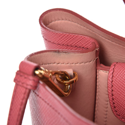 Prada Saffiano Cuir Medium Double Bag Tamaris Pesca 10 of 15