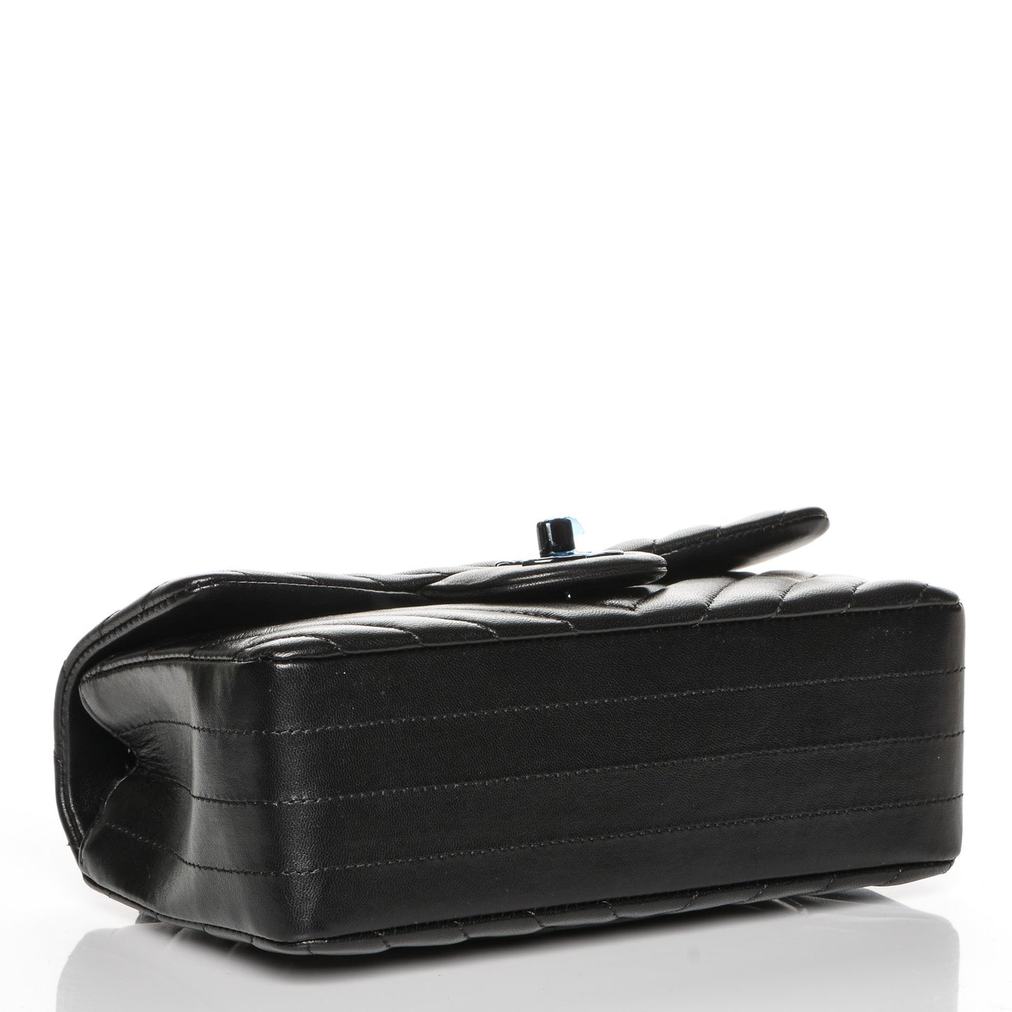 Lambskin Chevron Quilted Mini Rectangular Flap So Black