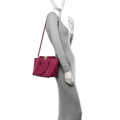 Valentino Garavani Vitello Small Rockstud Double Handle Tote Cyclamin 2 of 11