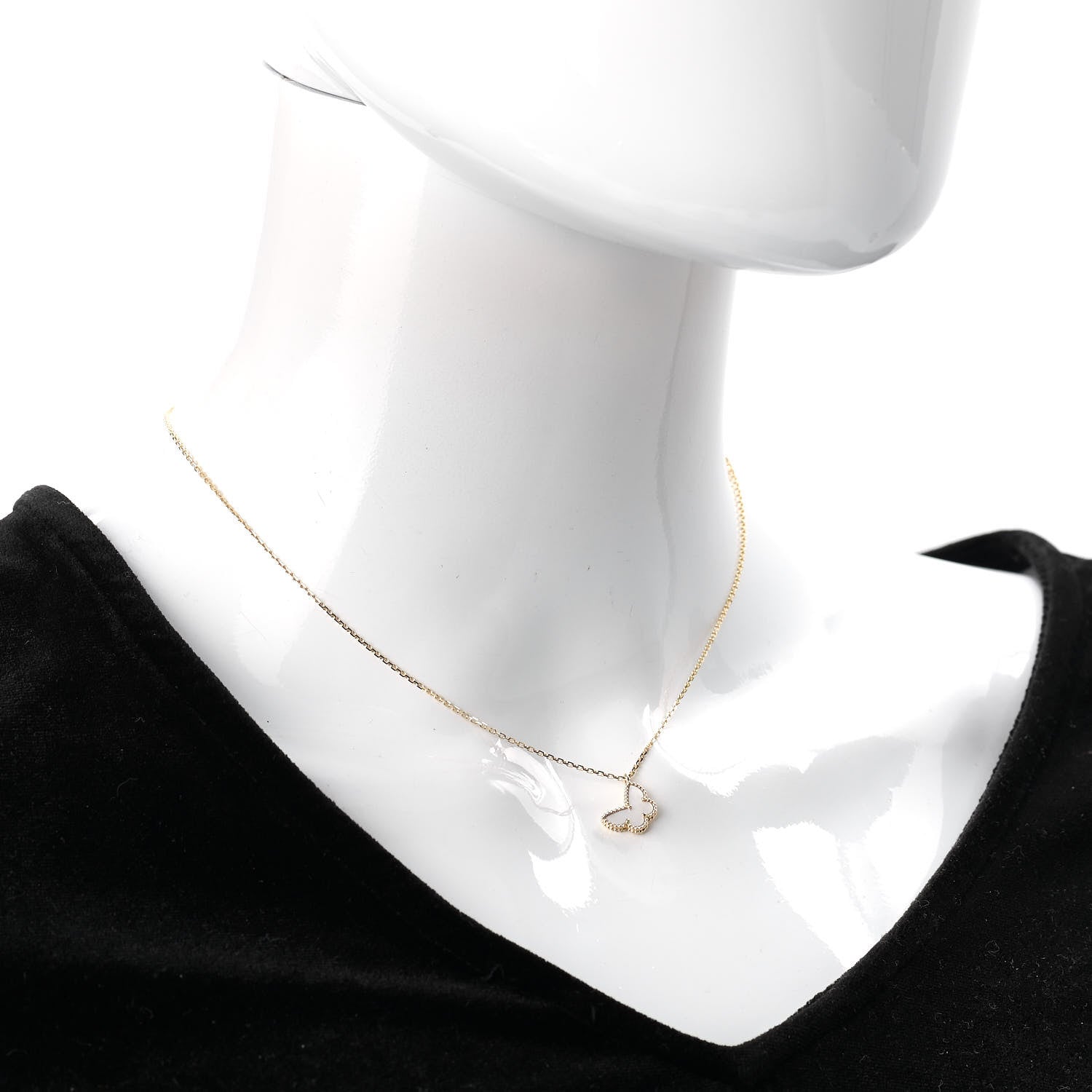 Van Cleef & Arpels 18K Yellow Gold Mother of Pearl Sweet Alhambra Butterfly Pendant Necklace 2 of 8