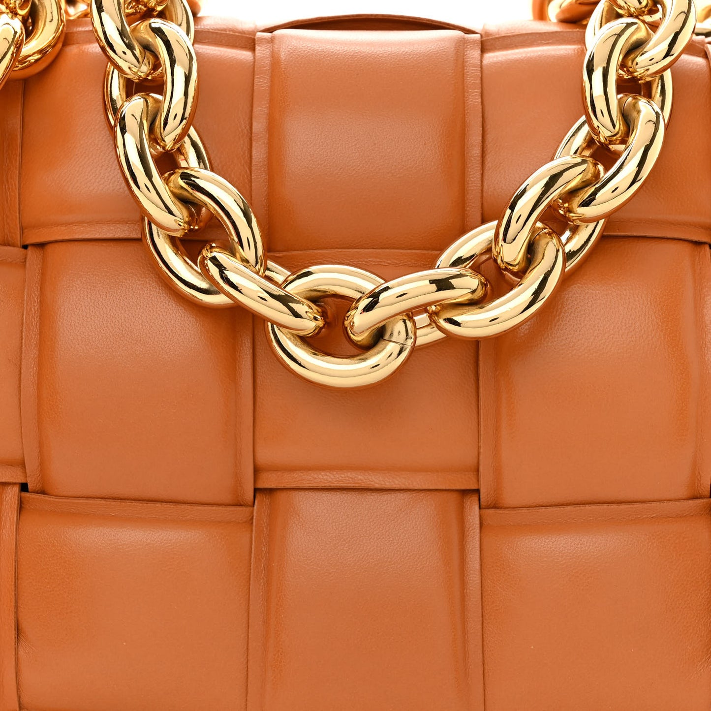 Lambskin Maxi Intreccio Padded Chain Cassette Crossbody Bag Clay