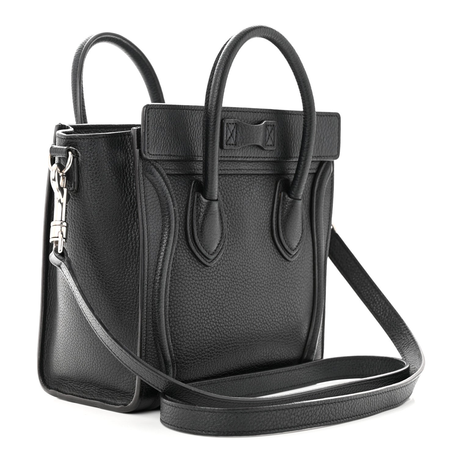 Celine Drummed Calfskin Nano Luggage Black 3 of 13
