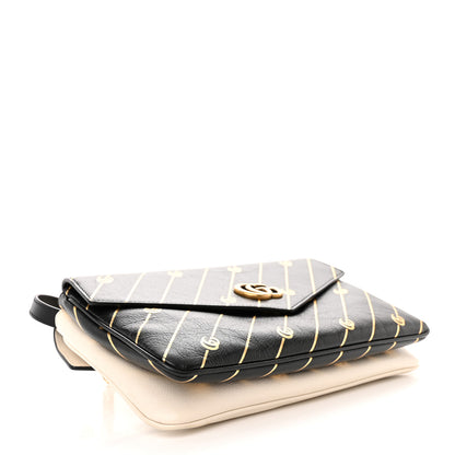 Gucci Calfskin Diagonal GG Medium Thiara Double Envelope Shoulder Bag Black White 4 of 12
