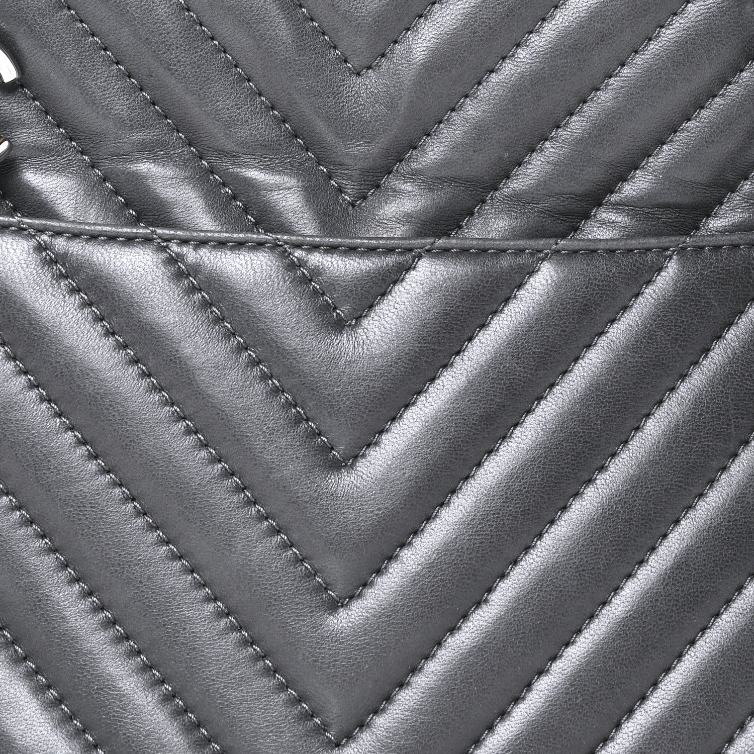 Chanel Lambskin Surpique Chevron Quilted Tote Dark Grey 8 of 10