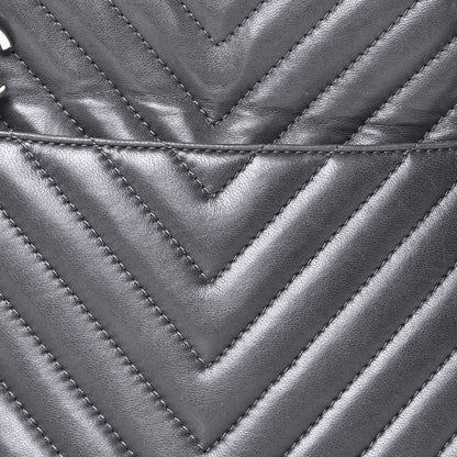 Chanel Lambskin Surpique Chevron Quilted Tote Dark Grey 8 of 10