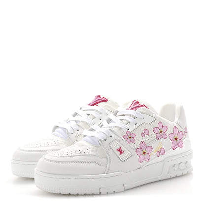 Louis Vuitton LV X TM Embossed Monogram Cherry Blossom LV Trainer Sneakers 37.5 White 4 of 10