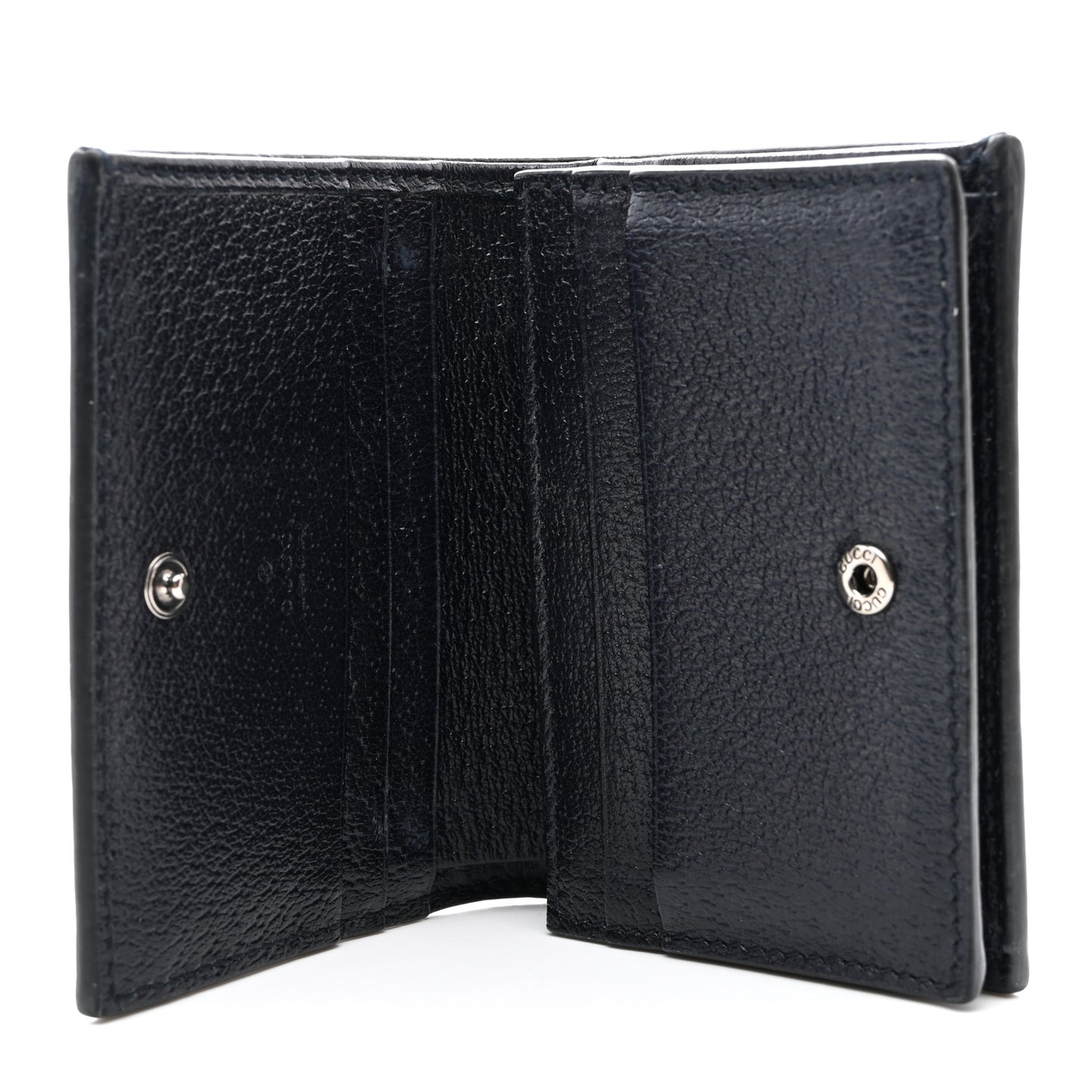 GG Supreme Monogram Textured Dollar Calfskin Web Ophidia Card Case Beige Blue