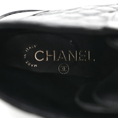Chanel Shiny Goatskin Calfskin Quilted Lace Up Combat Boots 39 Black 7 of 9