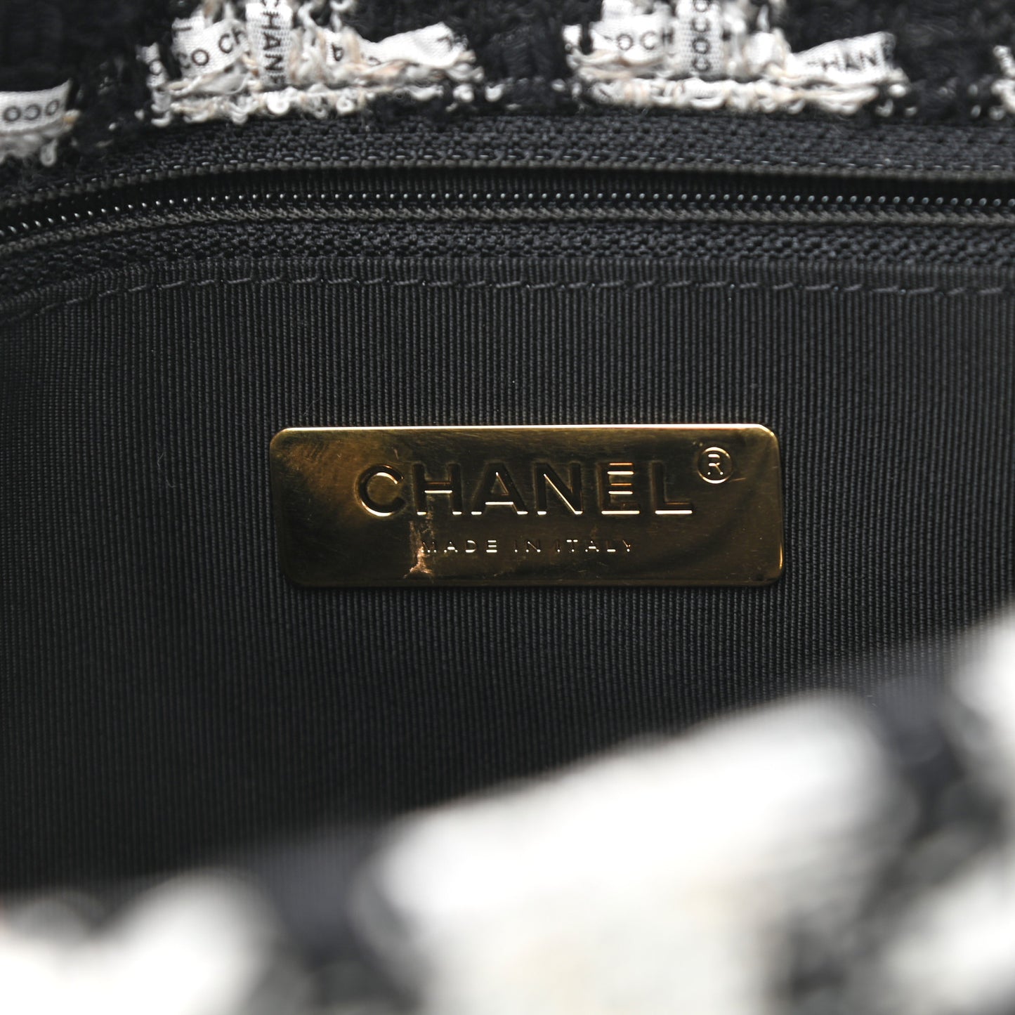 Tweed Quilted Large Chanel 19 Flap Black Ecru White