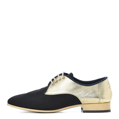 Chanel Metallic Lambskin CC Lace Up Oxfords 35.5 Dark Gold 1 of 13