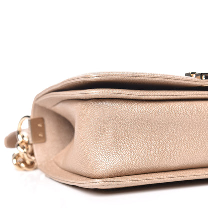 Chanel Metallic Caviar Chevron Quilted Medium Boy Flap Light Beige 5 of 11