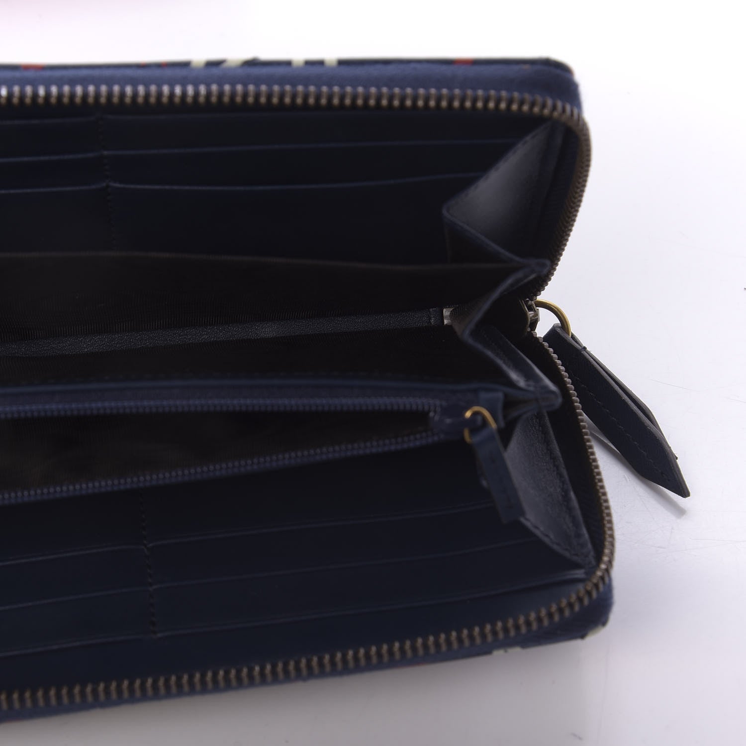 Gucci Calfskin Matelasse GucciGhost GG Marmont Zip Around Wallet Blue Agata Hibiscus Red 8 of 10