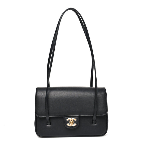 Shiny Caviar Preppy Coco Small Flap Black