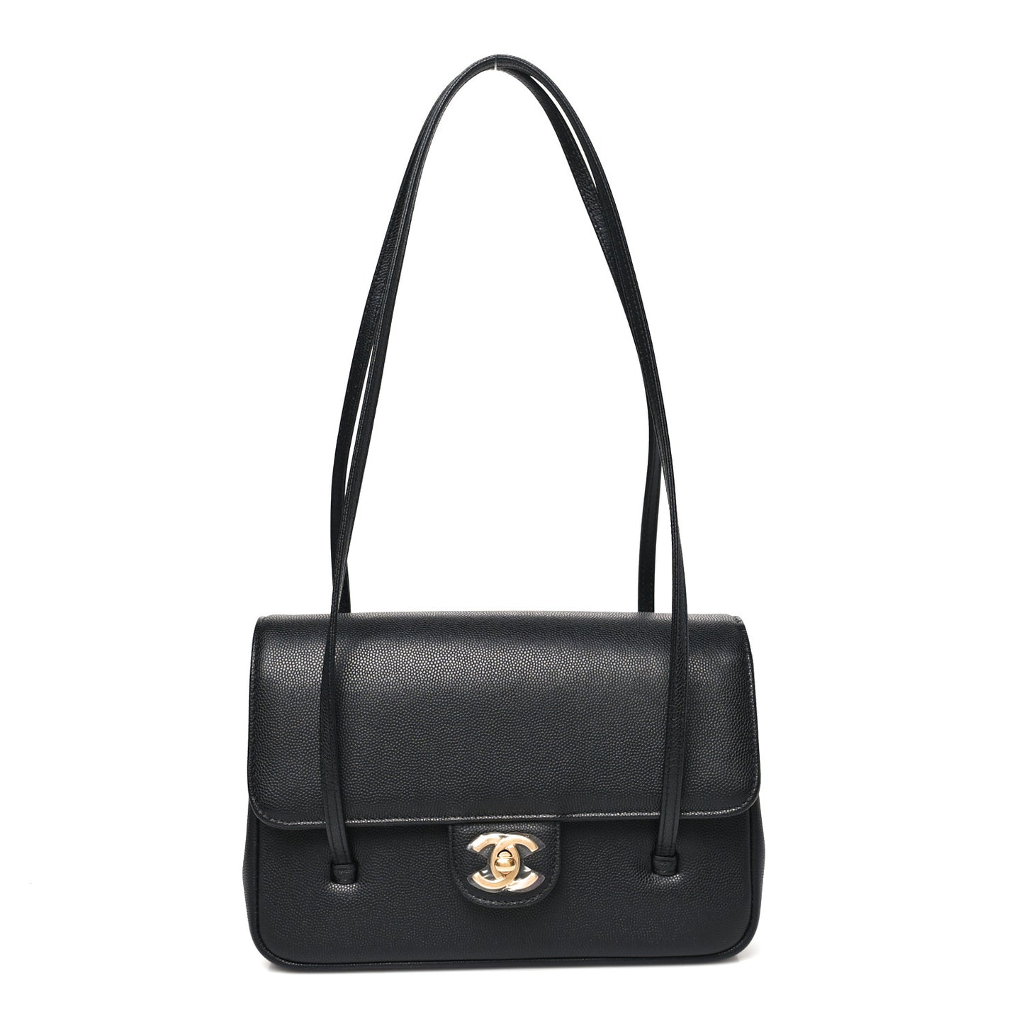 Shiny Caviar Preppy Coco Small Flap Black