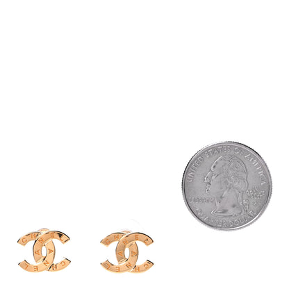 Chanel Metal CC Paris Button Stud Earrings Gold 2 of 5