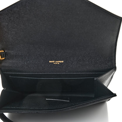 Saint Laurent Grain De Poudre Matelasse Chevron Monogram Envelope Clutch Black 5 of 7