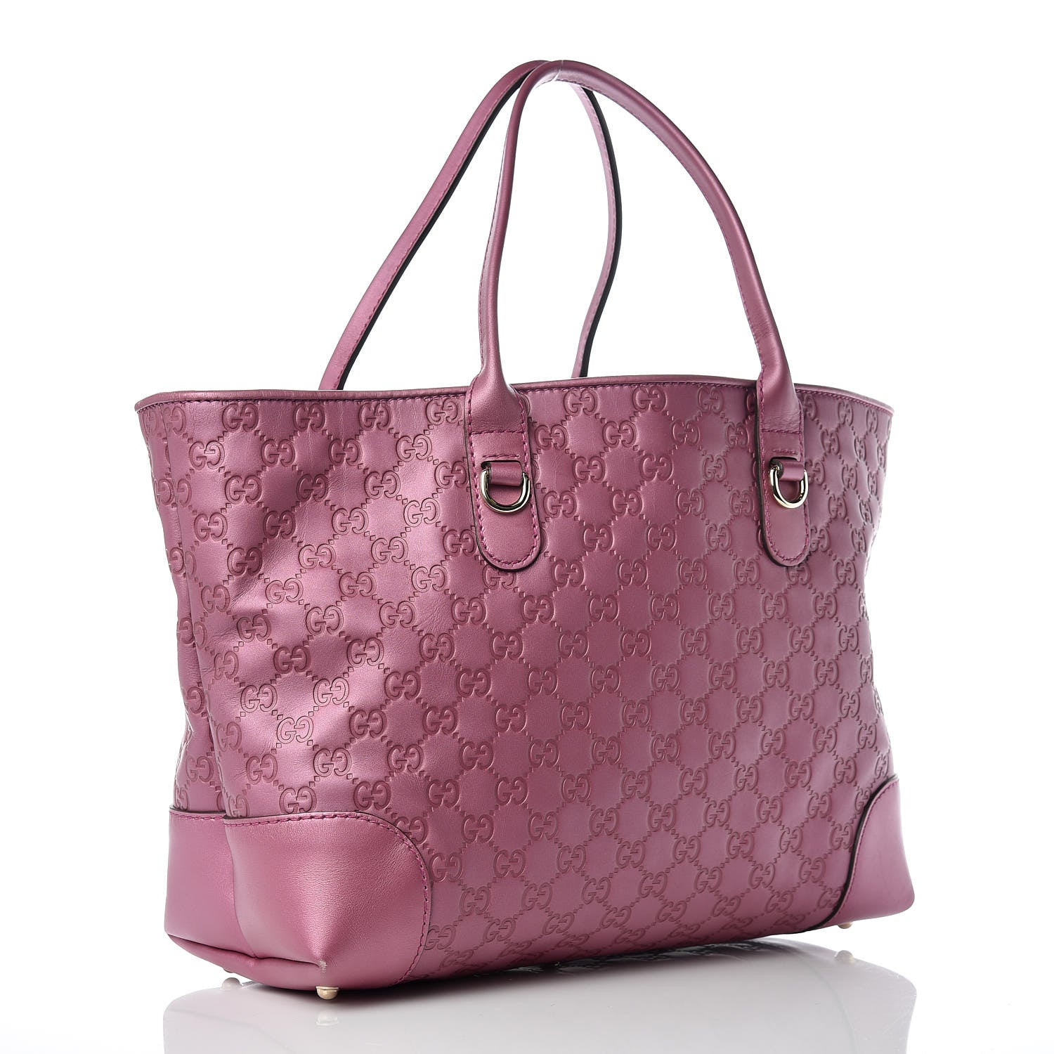 Gucci Metallic Soft Guccissima Large Heart Bit Charm Top Handle Tote Fresia Rose 3 of 16