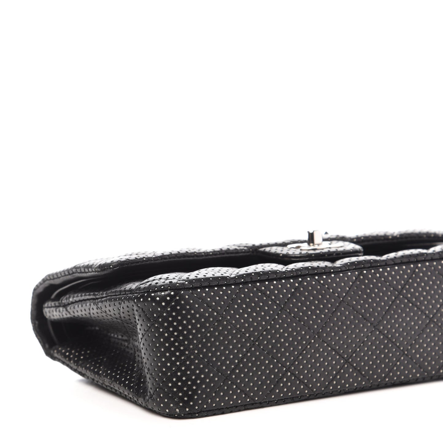 Lambskin Perforated Medium Double Flap Black