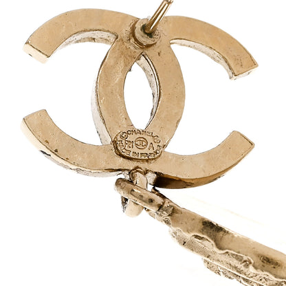 Chanel Crystal Crown CC Drop Earrings Gold 4 of 4