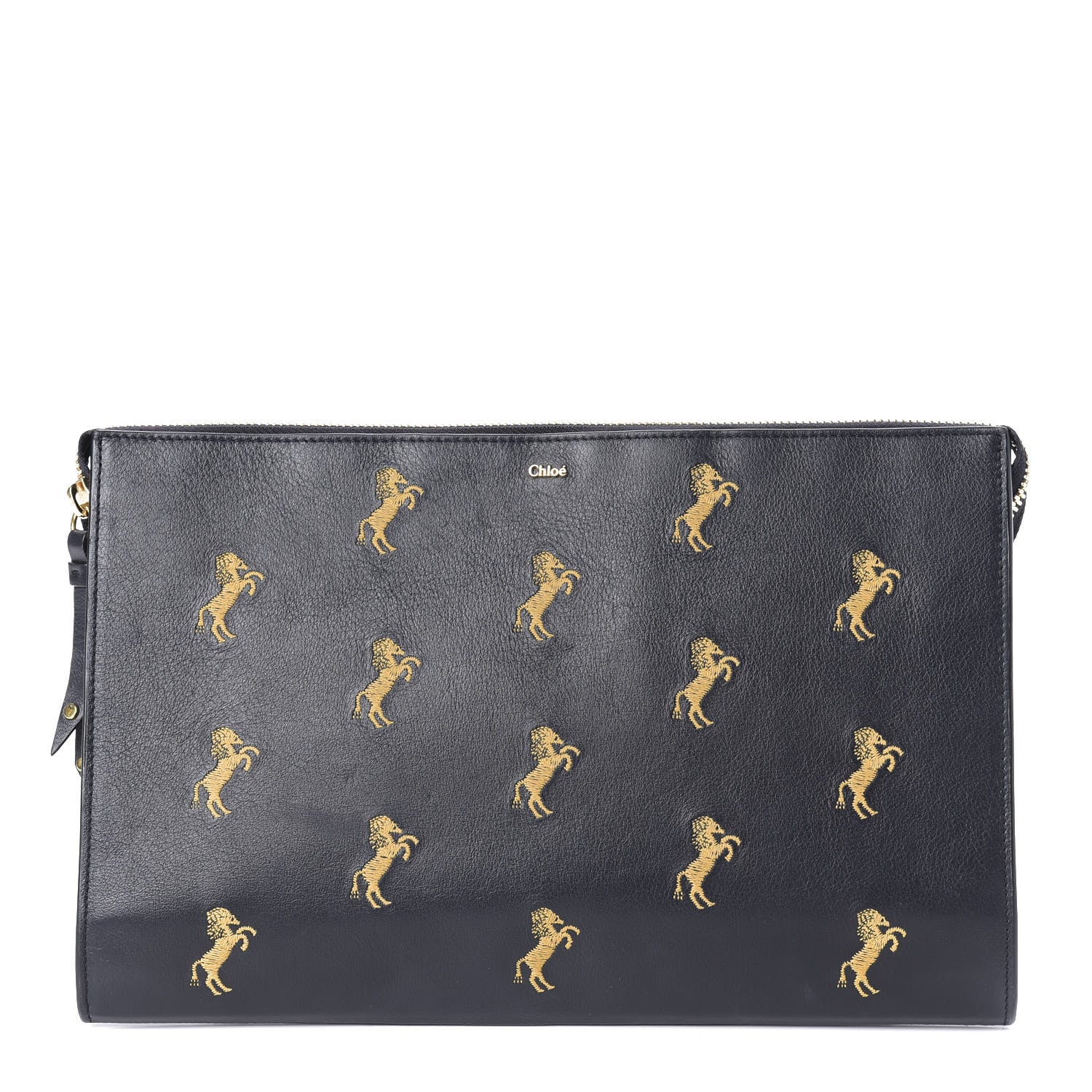 Chloe Smooth Calfskin Little Horses Embroidered Pouch Black 1 of 9