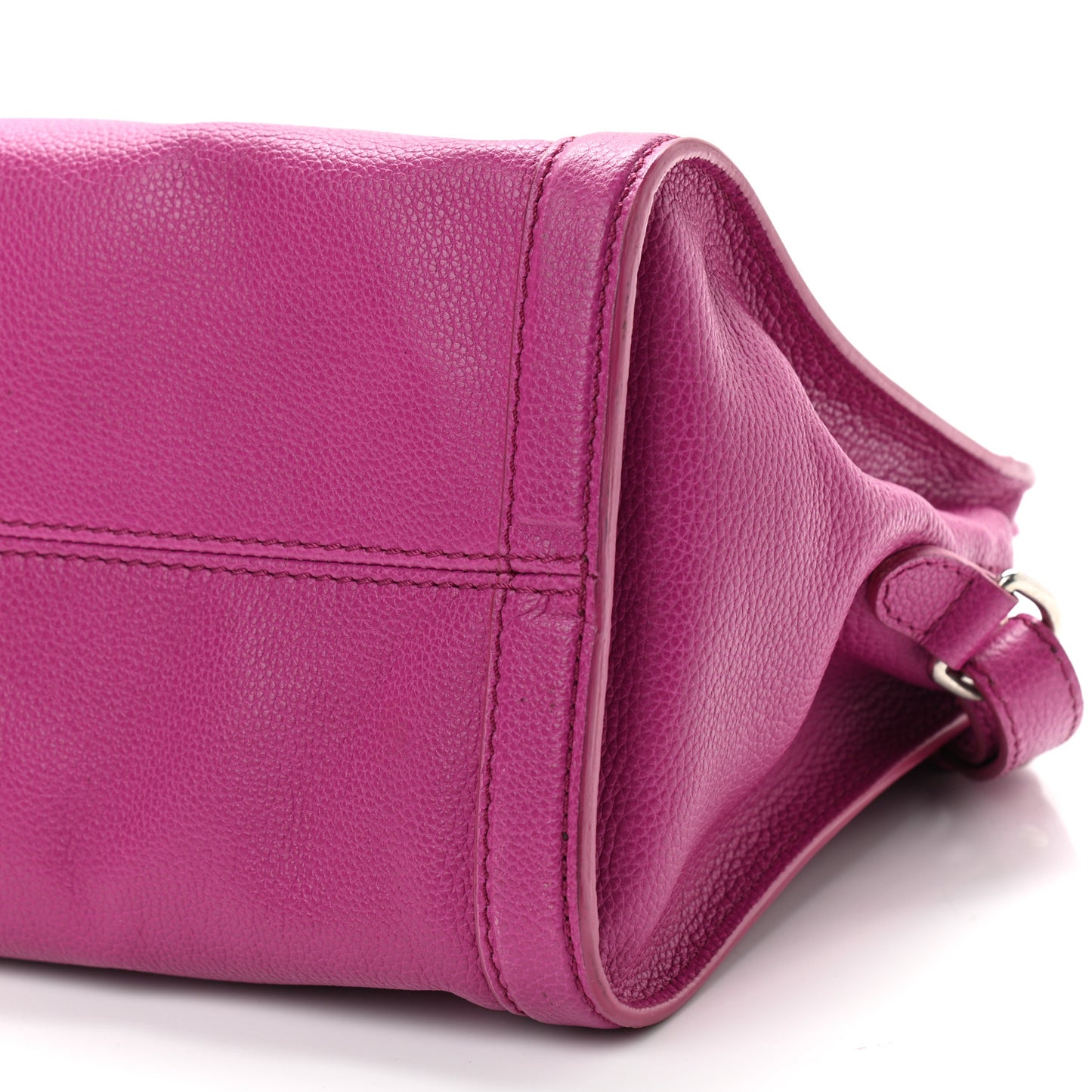 Pebbled Calfskin Small Skull Padlock Zip Around Tote Bouganville