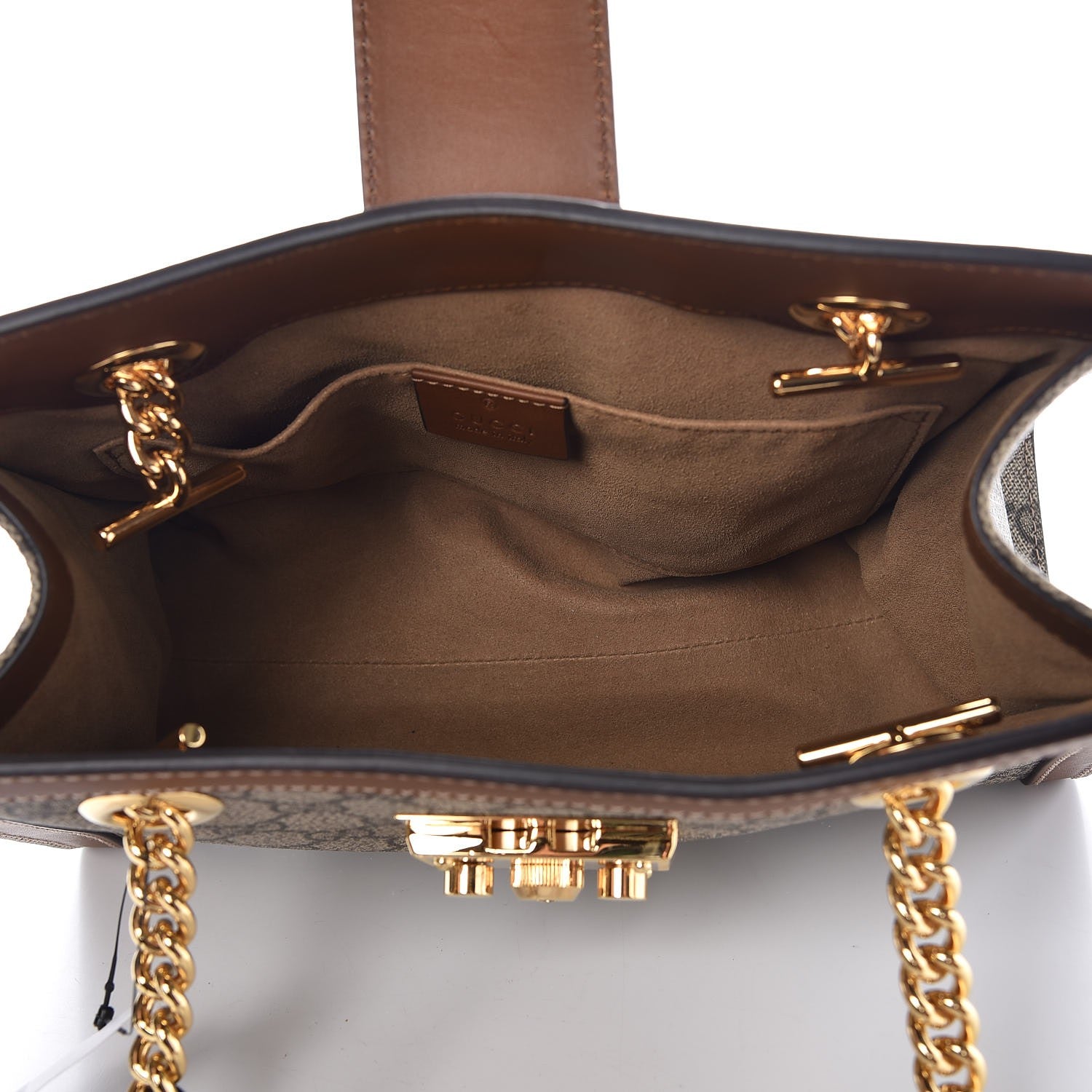 Gucci GG Supreme Monogram Calfskin Small Padlock Tote Beige Ebony Tuscany 6 of 9