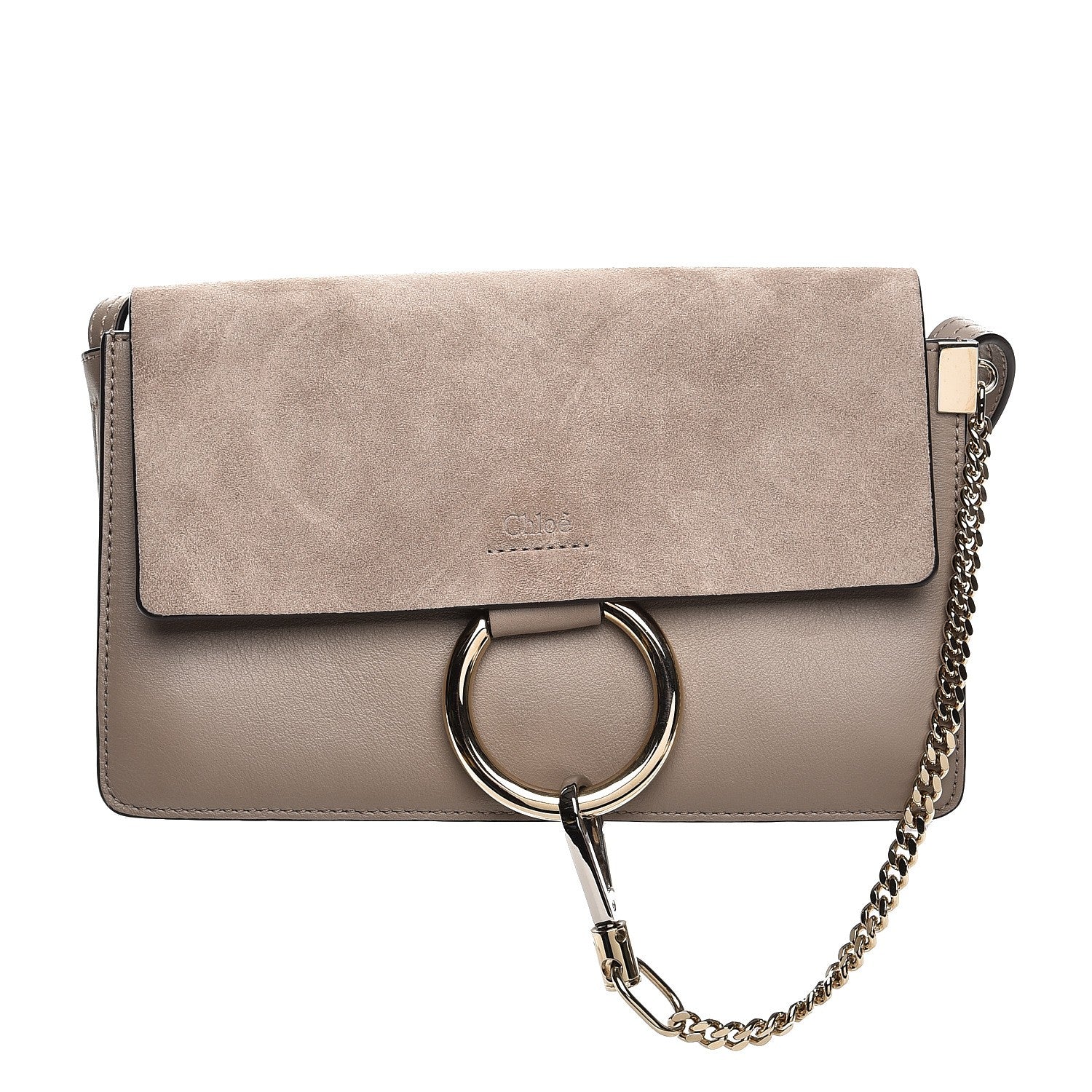 Chloe Suede Calfskin Small Faye Shoulder Bag Motty Grey 1 of 7