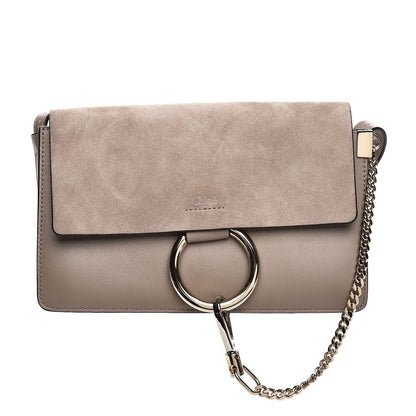 Chloe Suede Calfskin Small Faye Shoulder Bag Motty Grey 1 of 7