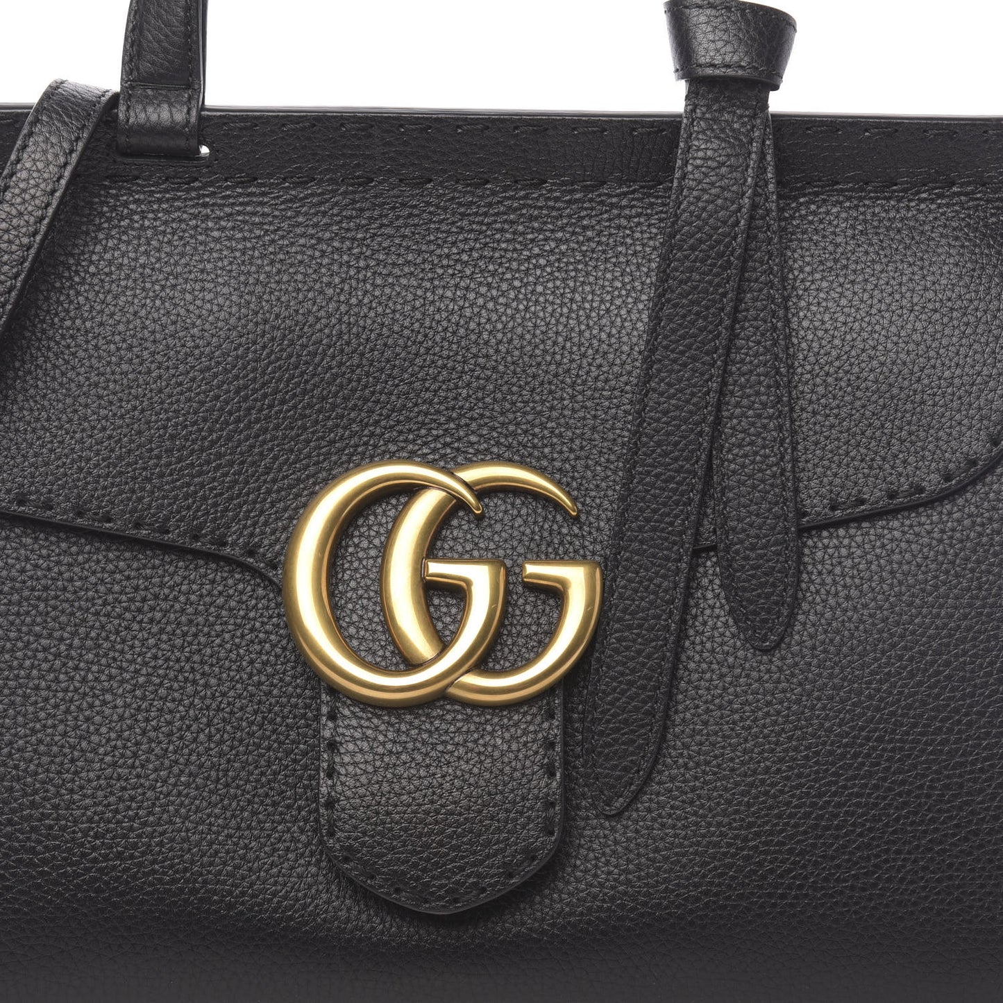 Calfskin Small GG Marmont Top Handle Bag Black