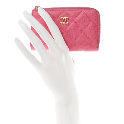 Chanel Caviar Quilted Zipped Key Holder Case Pink 2 of 14