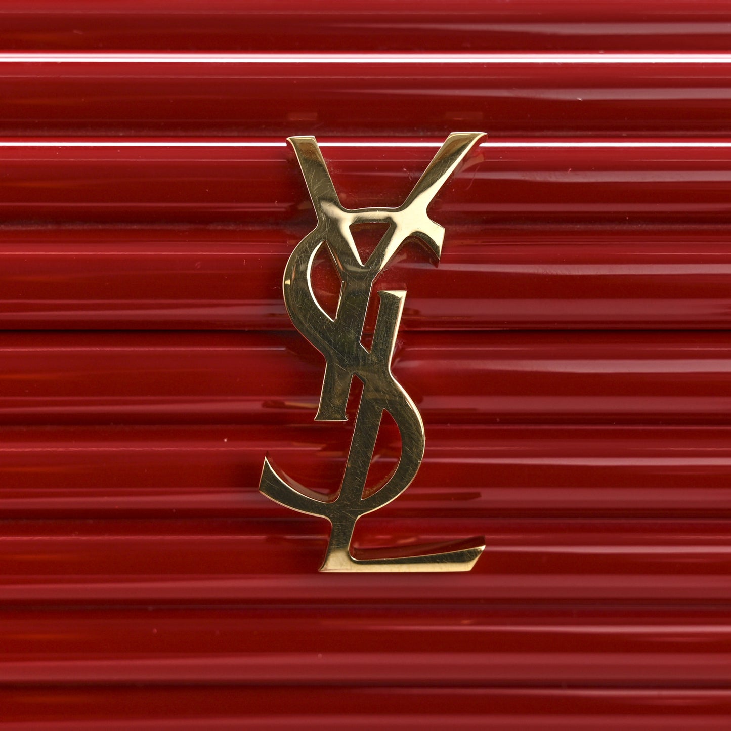 Ribbed Plexiglass Lambskin Fringe Monogram Opium Box Bag Red