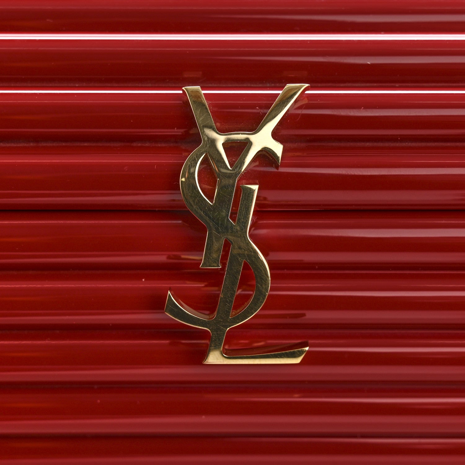 Saint Laurent Ribbed Plexiglass Lambskin Fringe Monogram Opium Box Bag Red 10 of 11