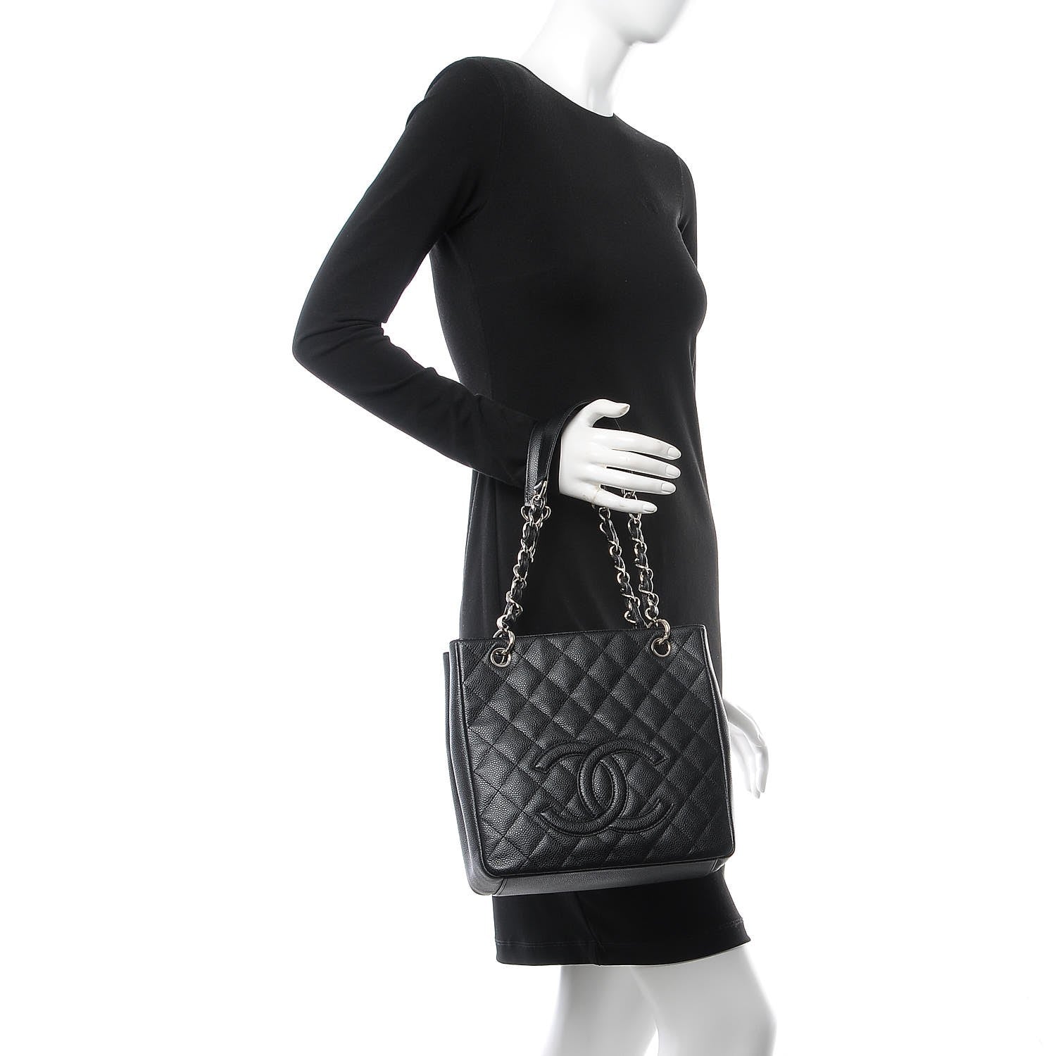Chanel Caviar Quilted Petit Shopping Tote PST Black 2 of 7