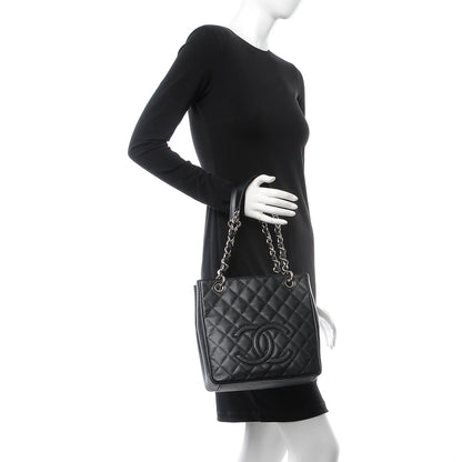 Chanel Caviar Quilted Petit Shopping Tote PST Black 2 of 7