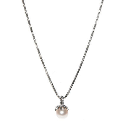 David Yurman Sterling Silver Diamond Pearl 10mm Starburst Pendant Necklace 1 of 6