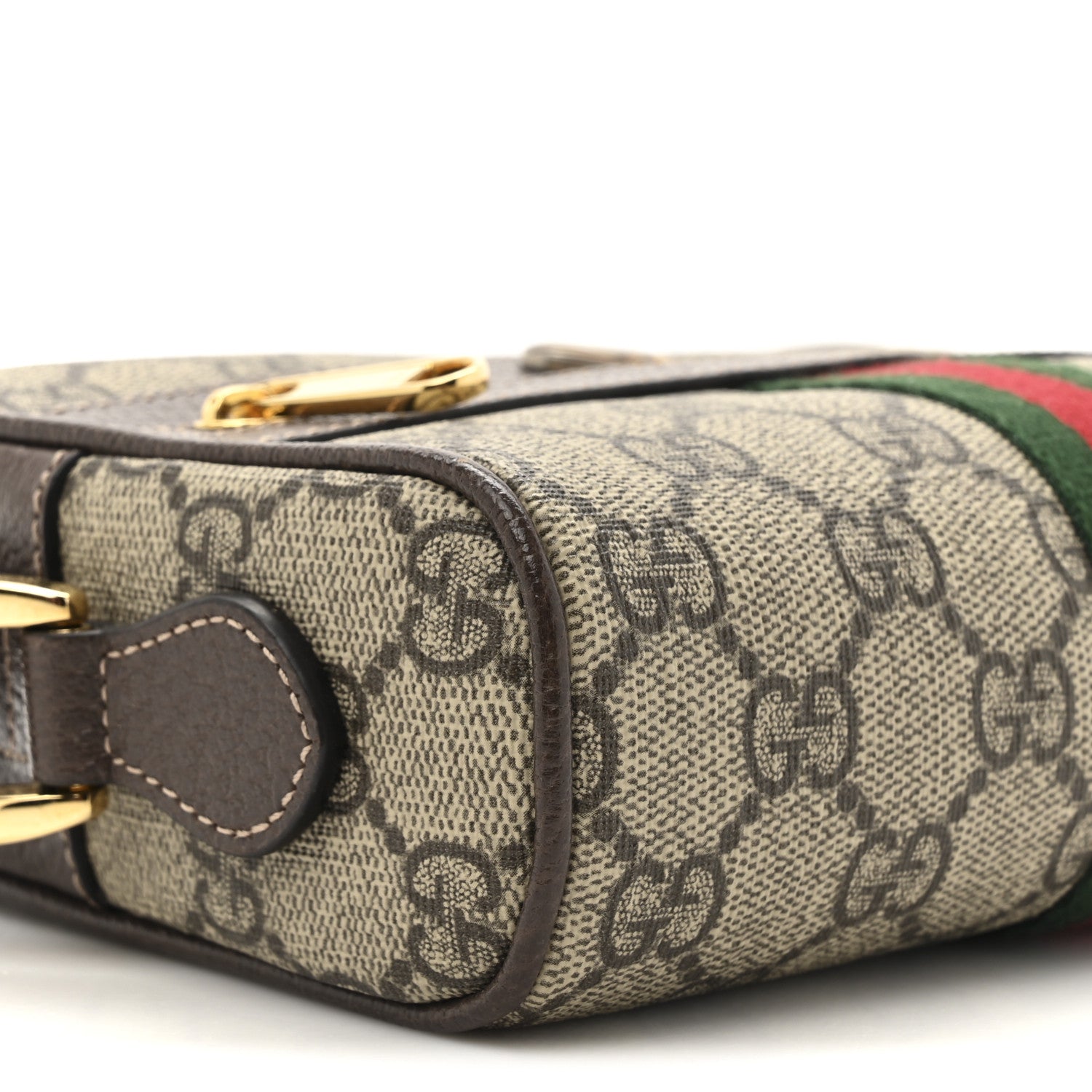 Gucci GG Supreme Monogram Web Mini Ophidia Shoulder Bag Brown 9 of 12