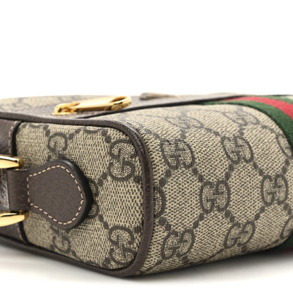 Gucci GG Supreme Monogram Web Mini Ophidia Shoulder Bag Brown 9 of 12
